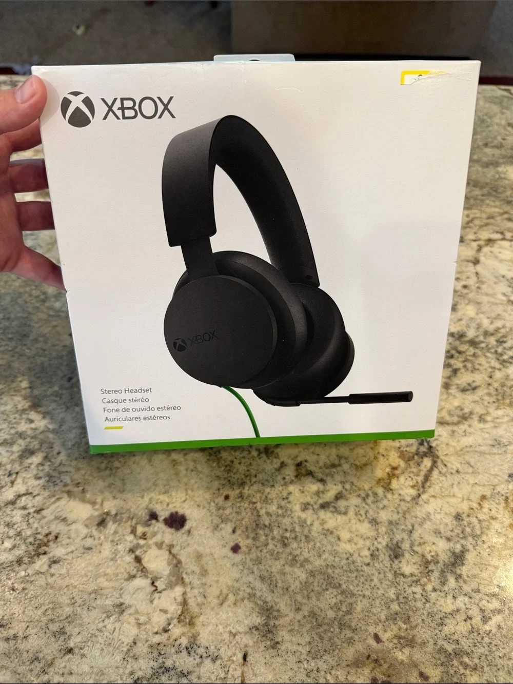 NEW Microsoft Xbox Black Wired Headset with Green Cable